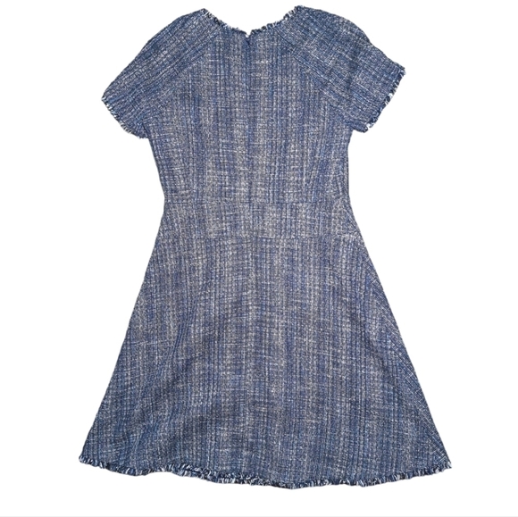 Banana Republic Blue Tweed Fit And Flare Dress Size 4 - Picture 7 of 7